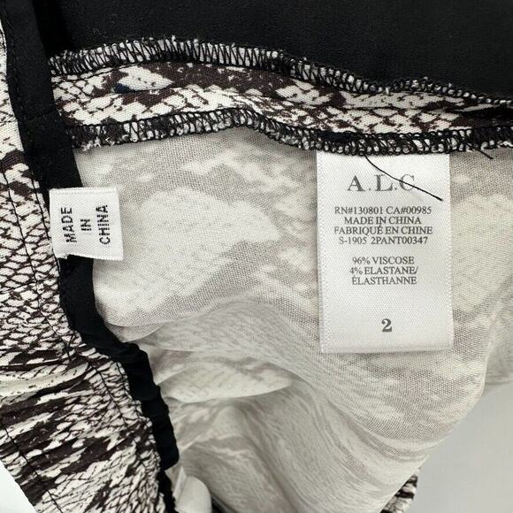ALC Elijah Python Print Pants Size 2 Brown Ivory Ankle Zip Pull On Preppy Glam - Picture 11 of 12